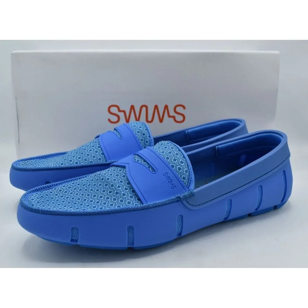 SWIMS Mens Size 15 Printed Penny Loafer Sail Blue Slip On Loafers Shoes